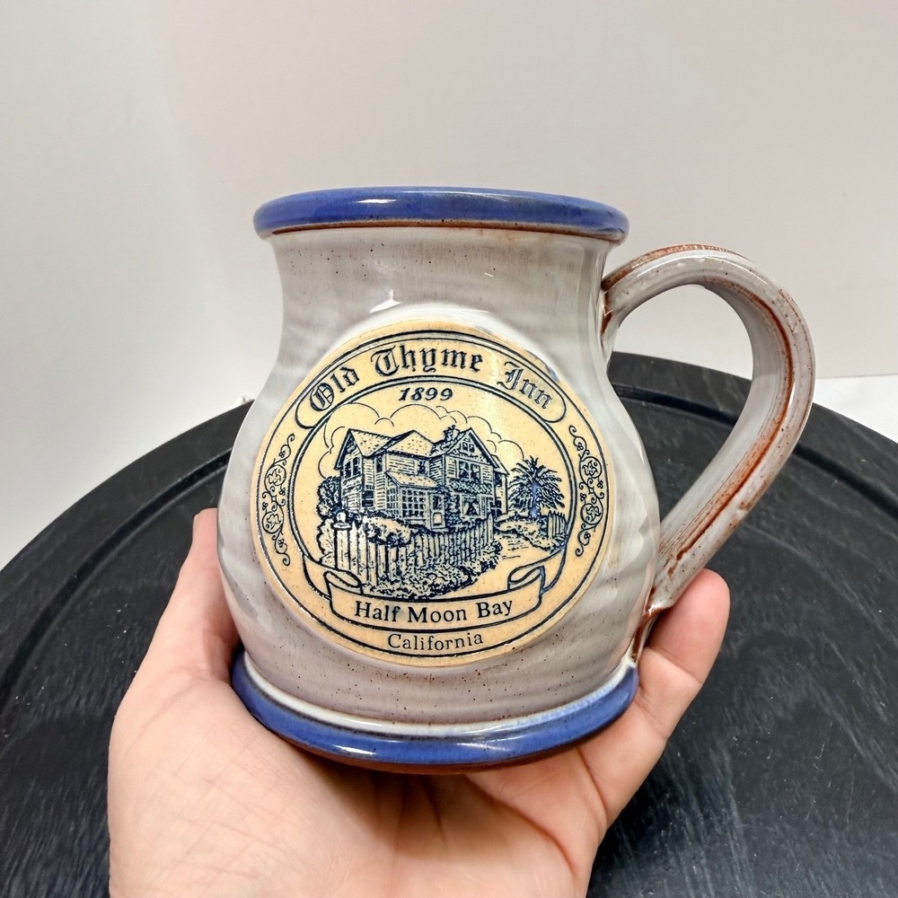 Old Thyme Inn 1899 Half Moon Bay CA Deneen Pottery Mug Blue (Inn now closed)
